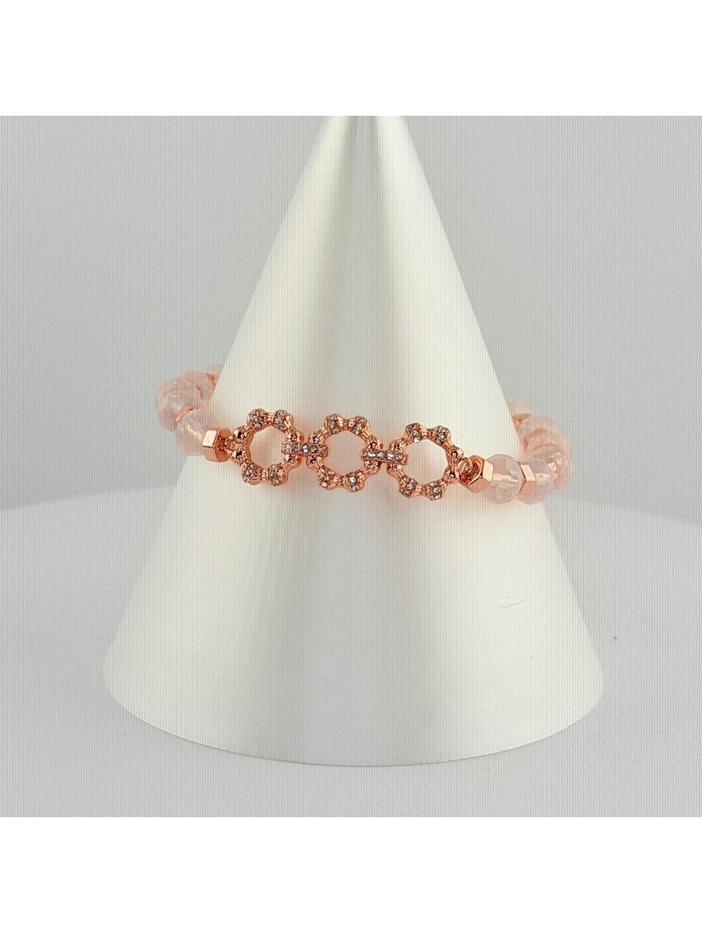 Bomb Party Single Stack Stretchy Beaded Bracelet - on Rose Gold #22